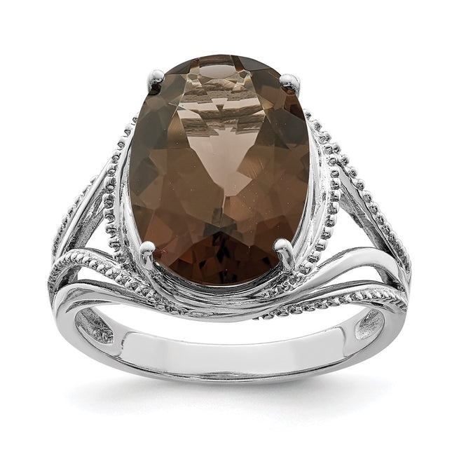 Sterling silver quartz oval ring