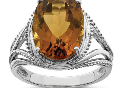 Sterling Silver Rhodium Whiskey Quartz Ring
