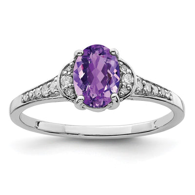 Sterling silver diamond oval ring