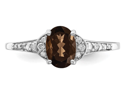 Sterling silver quartz oval ring, additional view