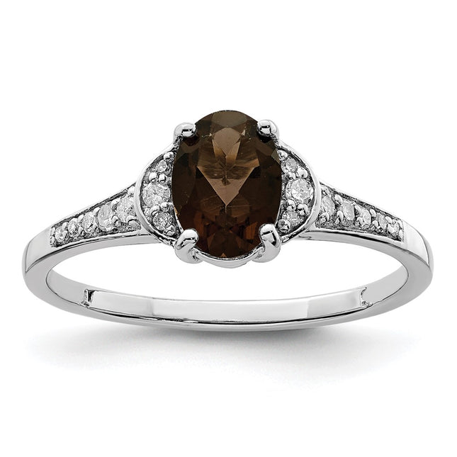 Sterling silver quartz oval ring