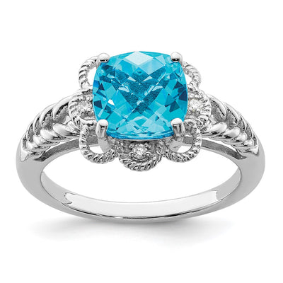 Sterling silver blue topaz ring