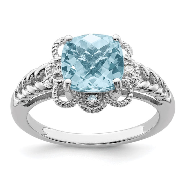 Sterling silver blue topaz ring