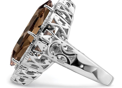 Sterling silver quartz oval ring, further view