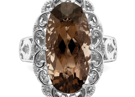 Sterling silver quartz oval ring, additional view