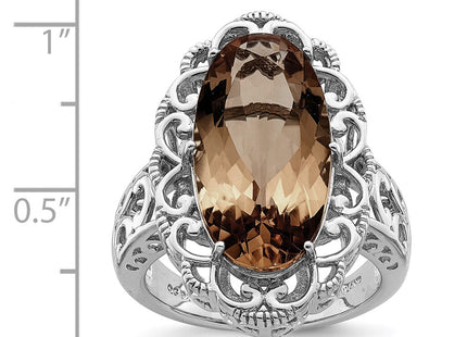 Sterling silver quartz oval ring, another view