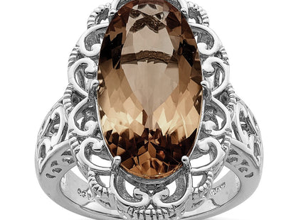 Sterling silver quartz oval ring