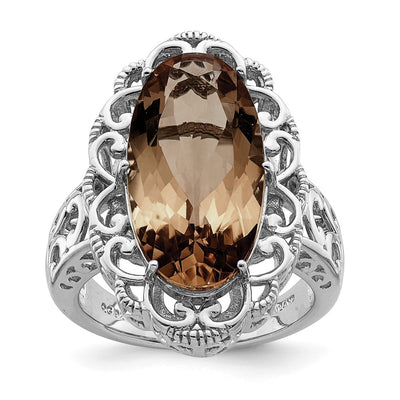 Sterling silver quartz oval ring