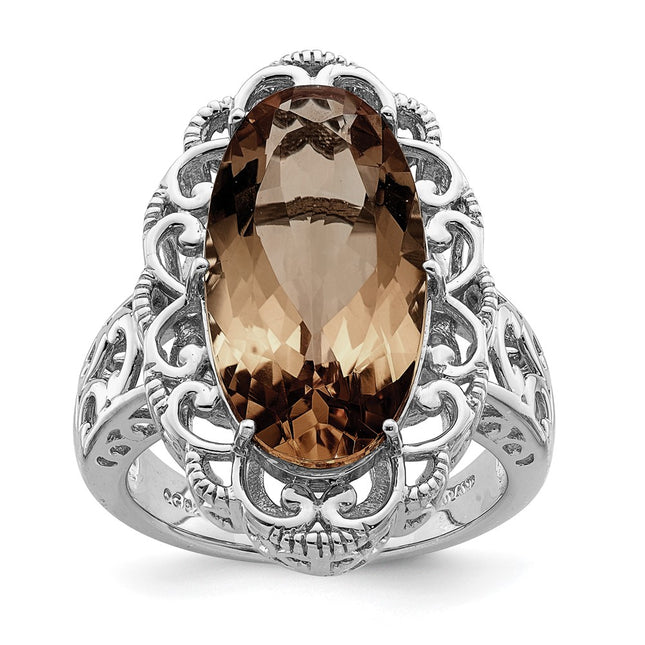 Sterling silver quartz oval ring