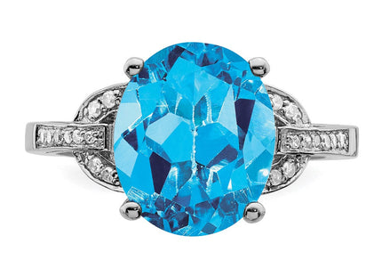 Sterling silver blue topaz ring, further view