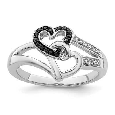Sterling silver diamond heart ring