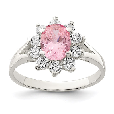 Sterling silver cubic zirconia oval ring
