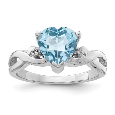 Sterling silver diamond heart ring
