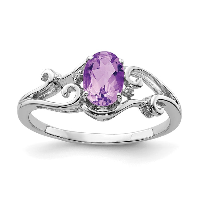 Sterling silver diamond oval ring