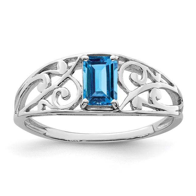 Sterling silver blue topaz ring