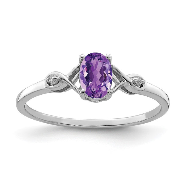Sterling silver diamond oval ring