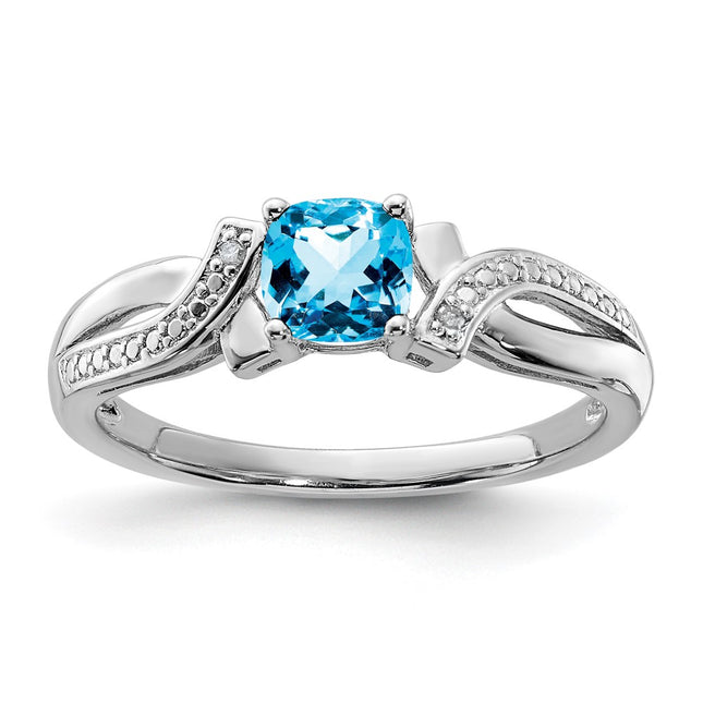 Sterling silver blue topaz ring