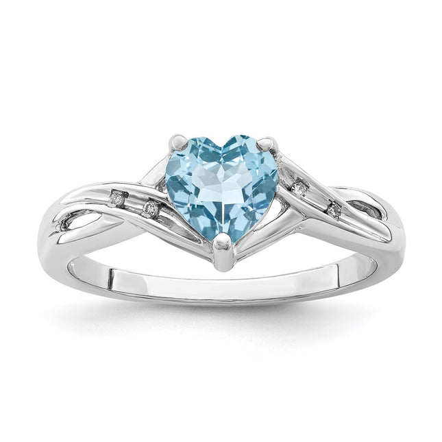 Sterling silver blue topaz heart ring