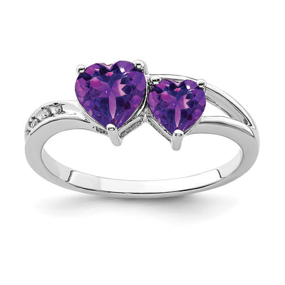 Sterling silver diamond heart ring