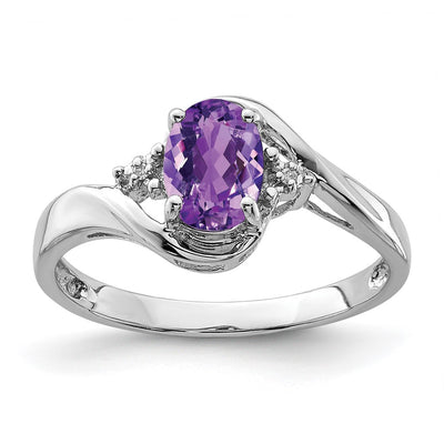 Sterling silver diamond oval ring