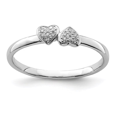 Sterling silver diamond heart stackable band