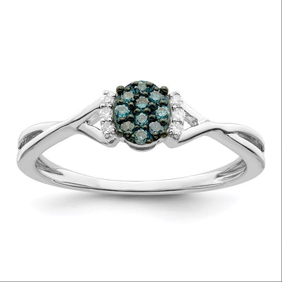 Sterling silver diamond oval ring
