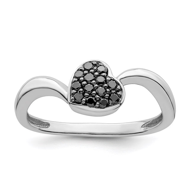 Sterling silver diamond heart ring