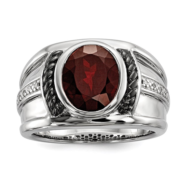 Sterling silver diamond oval ring
