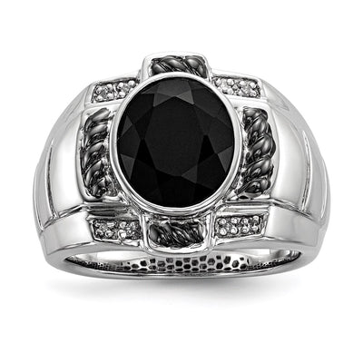 Sterling silver diamond oval ring