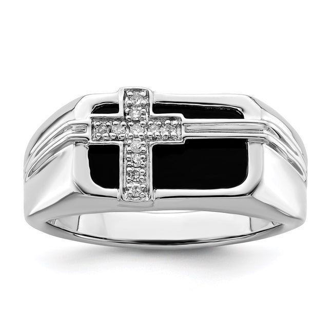Sterling silver diamond cross ring