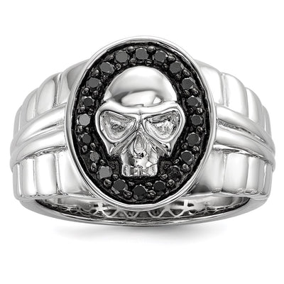 Sterling silver diamond oval ring