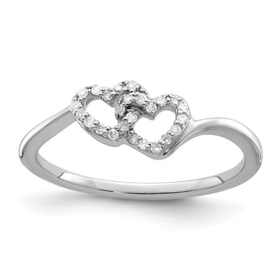 Sterling silver diamond heart ring