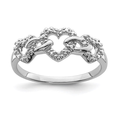 Sterling silver diamond heart ring