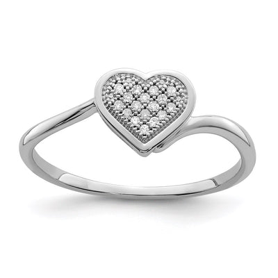 Sterling silver diamond heart ring