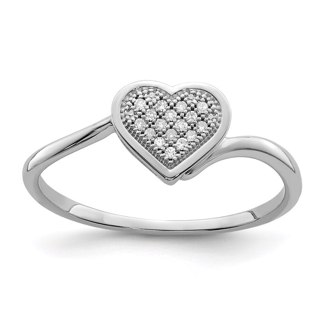 Sterling silver diamond heart ring