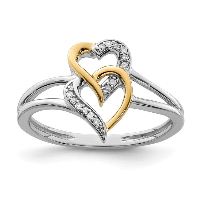 14K yellow gold diamond heart ring