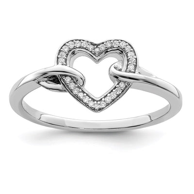 Sterling silver diamond heart ring