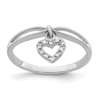 Sterling silver diamond heart drop earrings