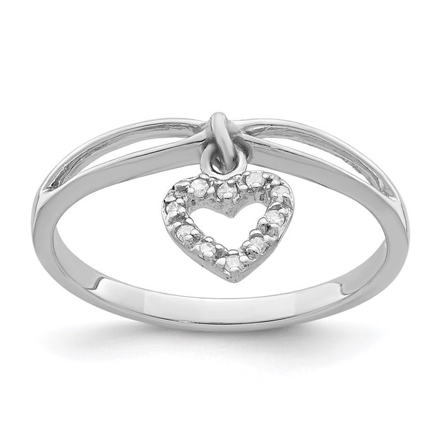 Sterling silver diamond heart drop earrings