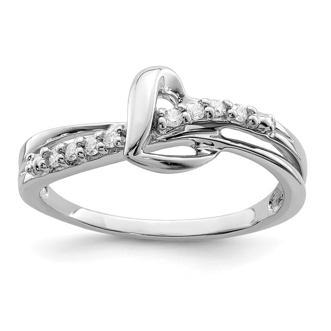 Sterling silver diamond heart ring
