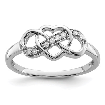 Sterling silver diamond heart ring