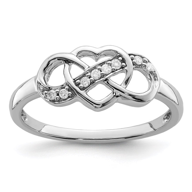 Sterling silver diamond heart ring