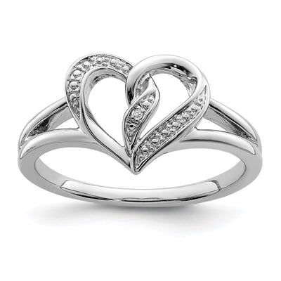 Sterling silver diamond heart ring
