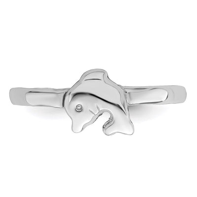 Sterling Silver Rhodium-plated Polished Dolphin Children's Ring