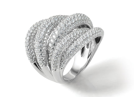 Sterling Shimmer Sterling Silver Rhodium-plated 536 Stone Pav CZ Ring