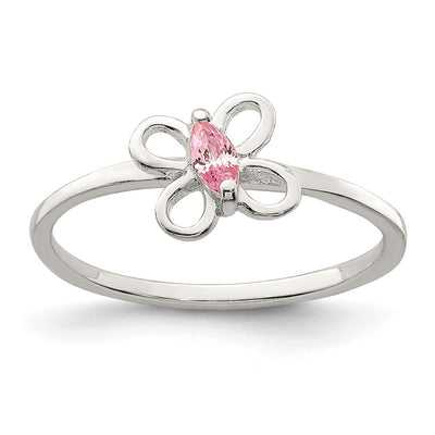 Sterling silver cubic zirconia butterfly ring