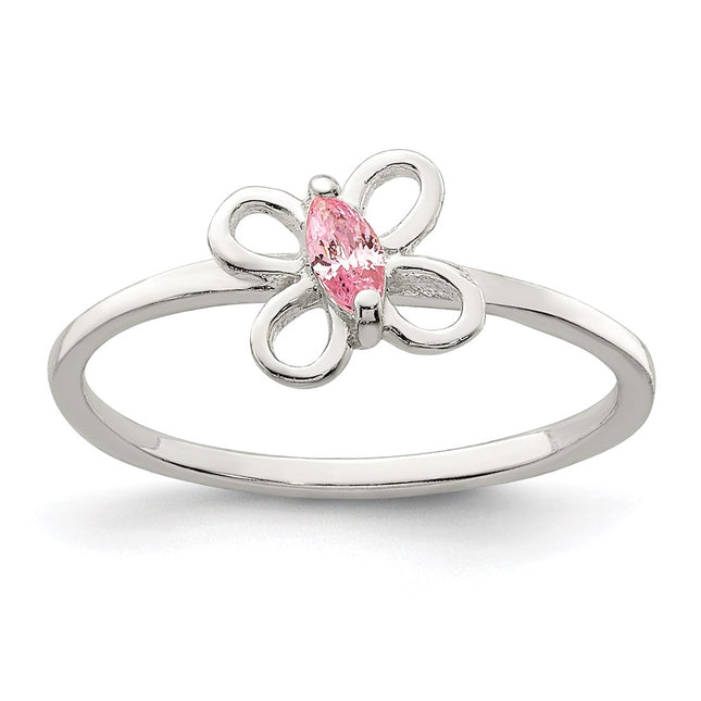 Sterling silver cubic zirconia butterfly ring