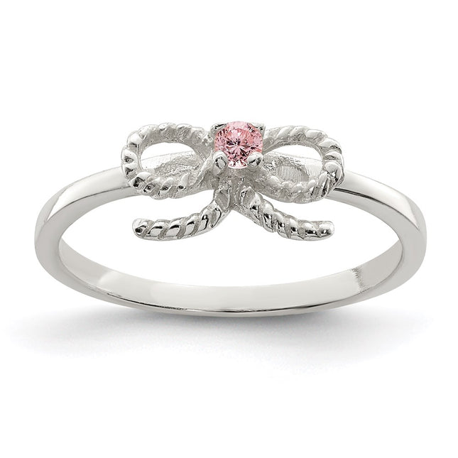 Sterling silver cubic zirconia bow ring