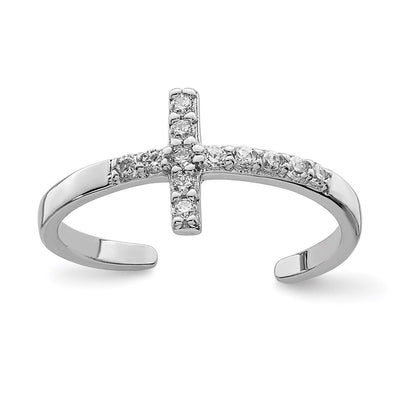 Sterling silver cubic zirconia cross ring