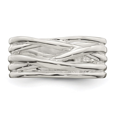 Sterling Silver Polished 5 Band Intersecting Ring